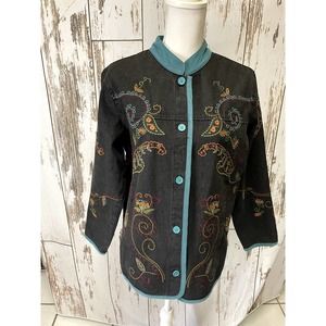 Denim & Co Embroidered Jacket Size M